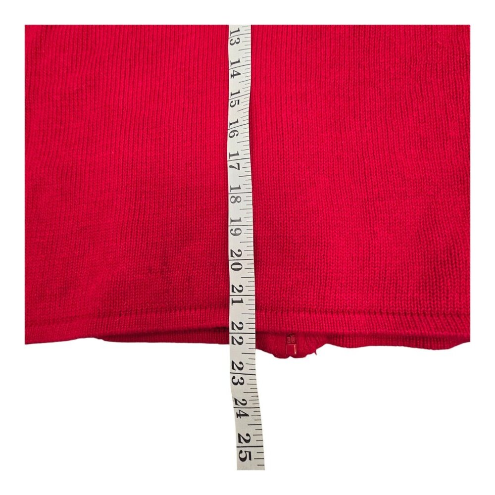 Tiara International Christmas Cardigan Sweater Red Medium Embroidered Full Zip - Picture 12 of 16